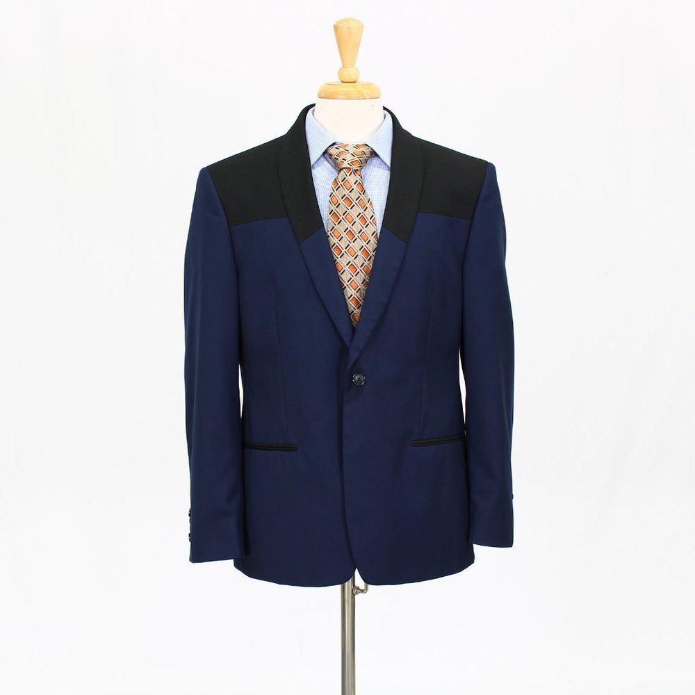 M151 42S Blue Solid 1-Button Sport Coat Blazer Jacket V373